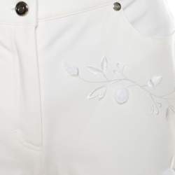 Pre Owned Escada White Cotton Denim Sequined Rosette Applique Flared Jeans M