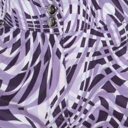 Escada Purple Abstract Print Cotton Flared Trousers M