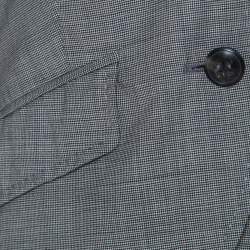 Escada Grey Wool Blend Houndstooth Patterned Double Button Blazer M 