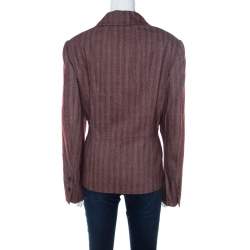 Escada Burgundy Wool and Silk Blend Single Button Blazer XL