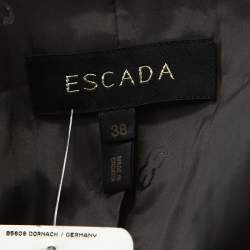 Escada Grey Cashmere Wool Animal Pattern Single Button Blazer M 