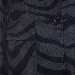 Escada Grey Cashmere Wool Animal Pattern Single Button Blazer M 