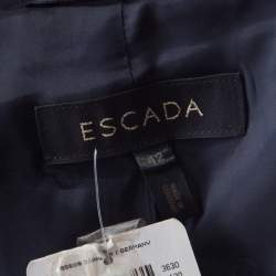 Escada Navy Blue Wool Crepe Tailored Jacket L 