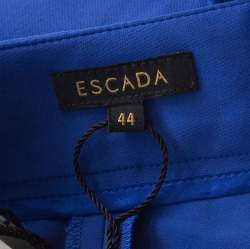 Escada Cobalt Blue Stretch Crepe Waist Buckle Detail Tapered Pants XL 