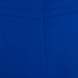 Escada Cobalt Blue Stretch Crepe Waist Buckle Detail Tapered Pants XL 