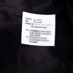 Escada Black Wool Crepe Chain Detail Stand Collar Jacket L 