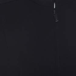 Escada Black Wool Crepe Chain Detail Stand Collar Jacket L 