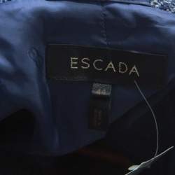 Escada Navy Blue Wool Blend Patchwork Blazer XL 