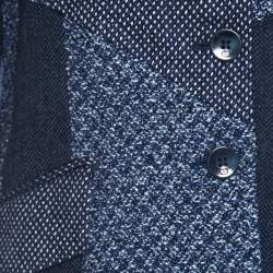 Escada Navy Blue Wool Blend Patchwork Blazer XL 