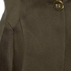 Escada Olive Green Silk Satin Tailored Blazer M 