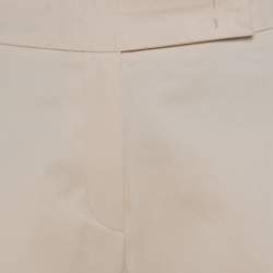 Pre Owned Escada Beige Cotton Flat Front Straight Fit Trousers M