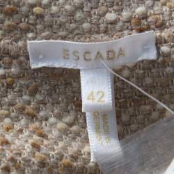 Escada Beige Wool Tweed Double Breasted Belted Jacket L