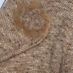 Escada Beige Wool Tweed Double Breasted Belted Jacket L