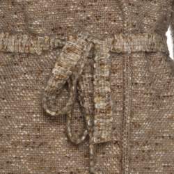 Escada Beige Wool Tweed Double Breasted Belted Jacket L