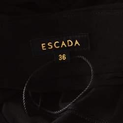 Escada Black Stretch Knit Ruched Braided Detail Edona Skirt M