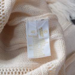 Pre Owned Escada Ivory Chunky Knit Wool and Silk Fringed Roll Neck Swanhilde Sweater L
