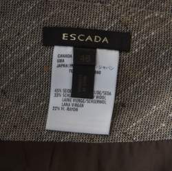 Pre Owned Escada Grey Silk and Wool Textured Belted Godet Skirt XXL
