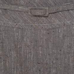 Pre Owned Escada Grey Silk and Wool Textured Belted Godet Skirt XXL