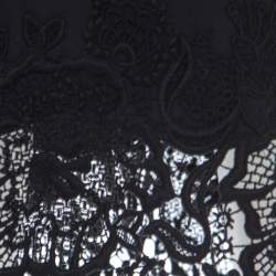 Escada Black Knit Lace Applique Detail Ralace Pencil Skirt L
