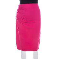 Escada Blossom Pink Knit Gathered Detail Relas Pencil Skirt L