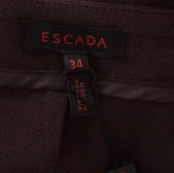 Escada Dark Brown Wool Crepe Wide Leg Trousers S