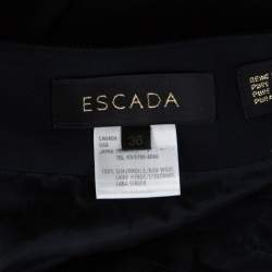 Pre Owned Escada Navy Blue Wool Crepe Front Slit Detail Midi Skirt M