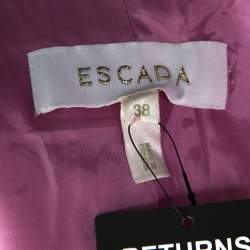 Escada Pink Cotton Basketweave Tailored Skirt Suit Set M