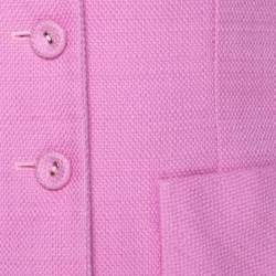 Escada Pink Cotton Basketweave Tailored Skirt Suit Set M