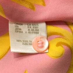Pre Owned Escada Pink Printed Silk Padded Shoulder Shirt L