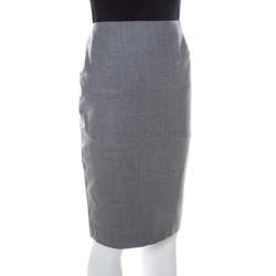 Escada Grey Wool Short Pencil Skirt S