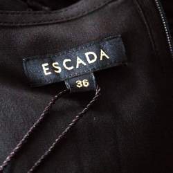 Escada Black Fil Coupé Wrap Front Dorelles Dress M