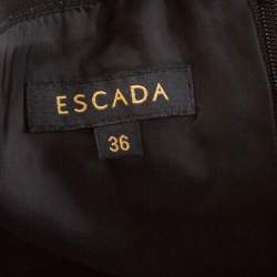 Escada Metallic Grey Wool Blend Sheer Yoke Dariello Pencil Dress M