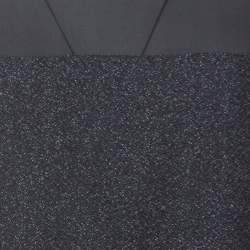 Escada Metallic Grey Wool Blend Sheer Yoke Dariello Pencil Dress M