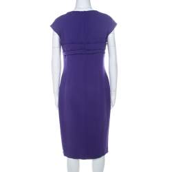 Pre Owned Escada Purple Crepe Pleated Bodice Detail Sleeveless Danicara Dress M