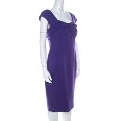 Pre Owned Escada Purple Crepe Pleated Bodice Detail Sleeveless Danicara Dress M