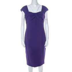 Pre Owned Escada Purple Crepe Pleated Bodice Detail Sleeveless Danicara Dress M