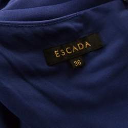 Escada Ink Blue Stretch Knit Pleated Dynamia Bodycon Dress M