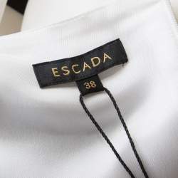 Escada Monochrome Floral Print Wide Striped Crepe Dkantus Shift Dress M