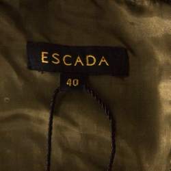 Pre Owned Escada Olive Green Sequinned Tweed Darouny Sheath Dress L