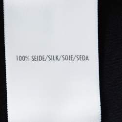 Escada Black and Indigo Silk Turtleneck Short Sleeve Top M 