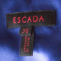 Escada Black and Indigo Silk Turtleneck Short Sleeve Top M 
