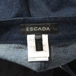 Pre Owned Escada Blue Dark Wash Denim Turn Up Embellished Hem Jeans M