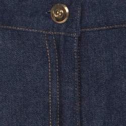 Pre Owned Escada Indigo Denim Floral Embroidered Straight Leg Jeans XL