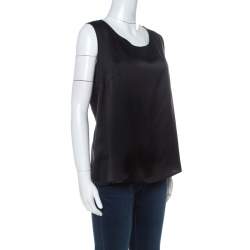 Pre Owned Escada Black Silk Sleeveless Tank Top XL 