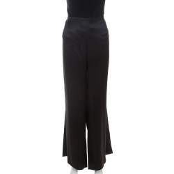 Pre Owned Escada Black Silk Wide Leg Trousers XL 