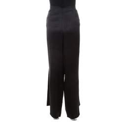Pre Owned Escada Black Silk Wide Leg Trousers XL 