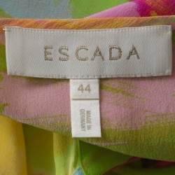 Escada Multicolor Printed Silk Side Slit Detail Maxi Dress XL 