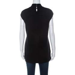 Pre Owned Escada Black Knit High Neck Sleeveless Top L