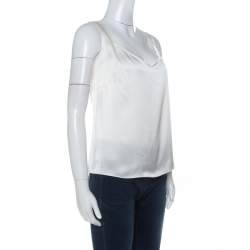 Pre Owned Escada Off White Silk Sleeveless Top L