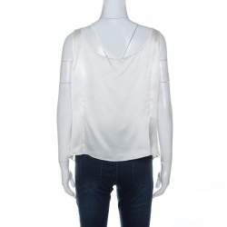 Pre Owned Escada Off White Silk Sleeveless Top L